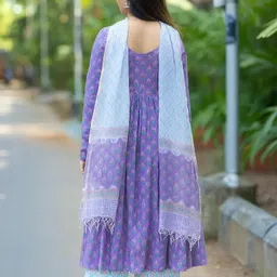 swavaaste Women Cotton Rayon Kurti Pant Dupatta Set image 2