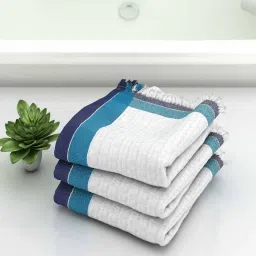 White Waffle Border 210 GSM 100% Cotton Bath Towel (Set of 3) by Athom Living image 1