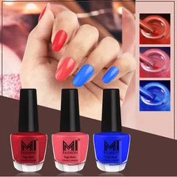 MI FASHION Vernis A Ongles Bang On Shine Pack Of 3 Nail Polish 12ml each - Reddish Maroon, Peach Crush, Royal Blue-image-15