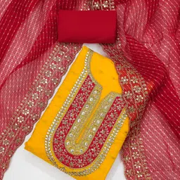 nayanthara trends Unstitched Chanderi Salwar Suit Material Embroidered image 2