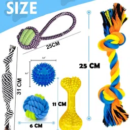 petzluv YOUHAVEDEAL Toys for Puppies & Small Dogs Toys | Rope Ball Toy | Chew Toys, 100% Cotton, Rubber Chew Toy, Rubber Toy, Training Aid, Tug Toy, Bone, Ball For Dog & Cat image 3
