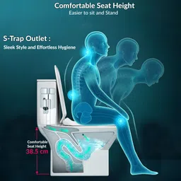 plantex Ceramic Rimless Western Toilet/Water Closet/Commode With Seat-S Trap Outlet (APS-748) Western Commode image 5