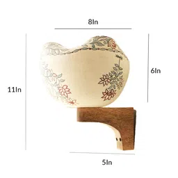 radhika dahlan HandPainted Traditional Print Terracotta & Wood Uplight Wall Sconces (Beige) image 4