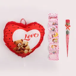 kiddie castle Love Heart Cushion With Greeting Card and Rose- 26 cm-picture-24