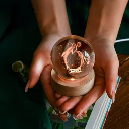 Galaxy Dolphin 3D Crystal Ball Lamp Spiricon Decorative Night Light Decorative Showpiece - 7 cm image 3