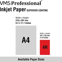 vms Professional Colour 4R(4x6) Photo Paper High Glossy 102x152mm 210gsm Water Resistant Instant Dry For All Inkjet Printers – 100 Sheets Unruled 4x6 210 gsm Inkjet Paper image 3