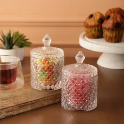 Dimond Cut Crystal 300ml Glass Storage Jar by The Decor Mart-picture-9