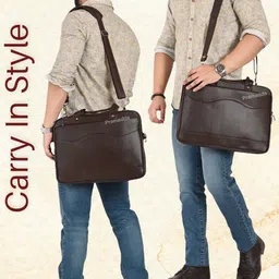 pramadda pure luxury Men Brown Messenger Bag - Extra Spacious image 3