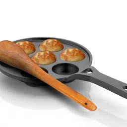 lifelong Pre-Seasoned Paniyaram Pan with Wooden Spatula, 7 Pits Naturally Non Stick Fry Pan 21 cm diameter 0.5 L capacity-picture-19