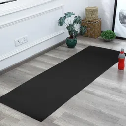 yfmats 6MM(black)-100% EVA ANTI SKID Light Weight YOGA MAT WITH CARRY STRAP Black 6 mm Yoga Mat image 2