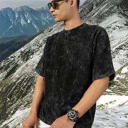 beefits Men Solid Round Neck Pure Cotton Black T-Shirt image 3