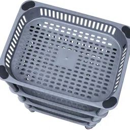 actilife Plastic 3 Layer Multipurpose Grey Plastic Storage Rack for Kitchen Bathroom Office Storage Basket image 4