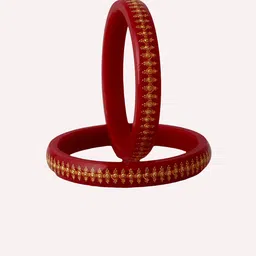 LUCKY JEWELLERY Maroon & Red-Toned Sankha & Bengali Pola Traditional Bangles image 5