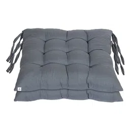 Kuber Industries Grey 2 Pieces Microfiber Cotton Square Cushion Chair Pads image 2