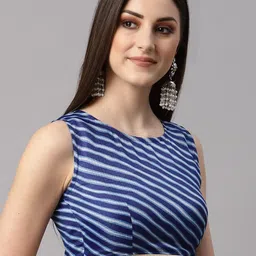 NEUDIS Blue Striped Lehariya Crop Top image 2