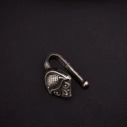House of Aadyaa Sterling Silver Oxidised Stud Nosepin image 4
