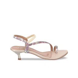 Metro Embellished One Toe Kitten Heels With Backstrap image 5