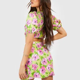 Boohoo Floral Print Tie-Up Waist Co-Ords image 2