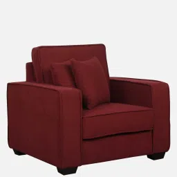 woodsworth from pepperfry Hugo Fabric 1 Seater Sofa In Garnet Red Colour image 4