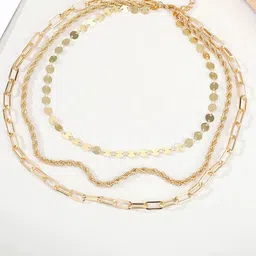 Jewels Galaxy Brass Gold-Plated Layered Necklace image 3