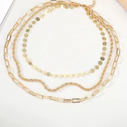 Jewels Galaxy Brass Gold-Plated Layered Necklace image 3