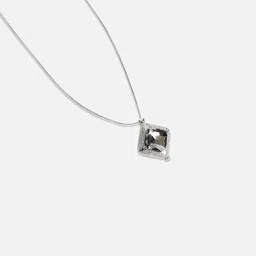 SOHI Silver-Plated Stone Studded Pendant Necklace With Tasseled Detail image 3