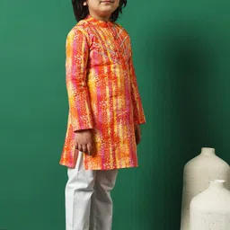 Readiprint Fashions Boys Floral Printed Regular Gotta Patti Pure Cotton Kurta with Pyjamas image 3