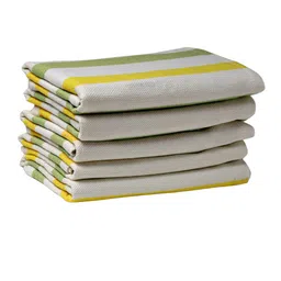 FABINALIV 5 Pcs White & Green Striped 350 GSM Cotton Hand Towels image 5