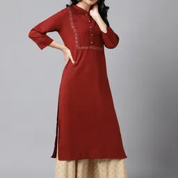 Neemiya Ethnic Motifs Yoke Design Thread Work Pure Cotton Kurta image 3