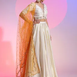 KUDI PATAKA Embellished Sequinned Ready to Wear Lehenga & Blouse With Dupatta image 4