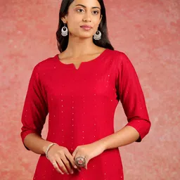 libas Women Embroidered Viscose Rayon Straight Kurta image 4