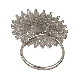 Saraf RS Jewellery Silver-Plated Pearl Stone-Studded Adjustable Finger Ring image 3