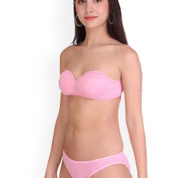 Selfcare Solid Cotton Lightly Padded Bra And Panty Lingerie Set - SN2595 image 2