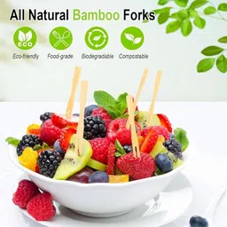 ucorps 9cm Disposable Wooden Fruit Fork Set image 3