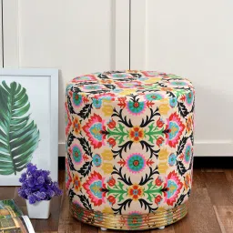 riance creations Wild Velvet Pouffe in Multi Colour image 1
