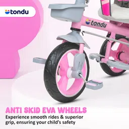 tondu Plug N Play Kids/Baby Tricycle with Parental Control and Safety Guardrail 12 T (inch) Road Cycle image 2