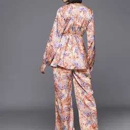 KALINI Printed Puffed Sleeves Peplum Top With Palazzo image 4