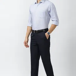 peter england Men Slim Fit Dark Blue Polycotton Trousers image 3