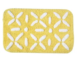 Saral Home Yellow & White Printed Anti-Skid Bath Mat & Contour Set image 3