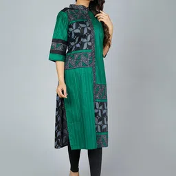 Jevi Prints Geometric Printed Mandarin Collar Pure Cotton Kurta image 4
