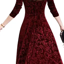westchic Women Fit and Flare Maroon Maxi/Full Length Dress image 2