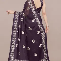 mirchi fashion Printed, Blocked Printed Hand Batik Chiffon, Georgette Saree image 2