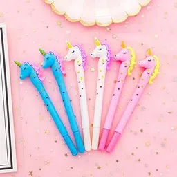 khilonewala Pencils Combo of 8+1 Unicorn Pen with Unicorn Transparent Big Pouch For Kids image 2