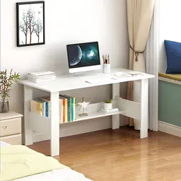 sa techno craft Wooden Study Table with Hutch & Bottom Storage (WHITE) Engineered Wood Multipurpose Table image 4
