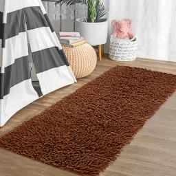 saral home Brown Cotton 47 x 18 Inches Machine Made Floor Runner image 1