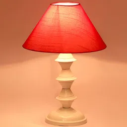 Red Shade Table Lamp With Metal Base By Foziq image 3