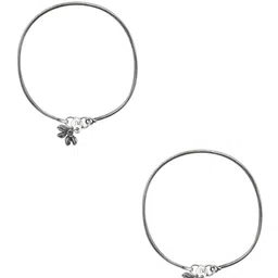 TEEJH Set Of 2 Oxidized Silver-Toned Single Line Ghungroo Anklets image 3