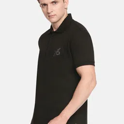 Jockey Men Black Solid Regular Fit Polo Pure Cotton T-shirt image 3