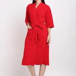 Creeva Belted Knee Length Terry Cotton Bath Robe image 2