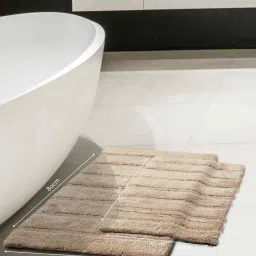 maspar Neutral Solid Cotton 20x31 Inches Anti Skid Bath Mat image 5